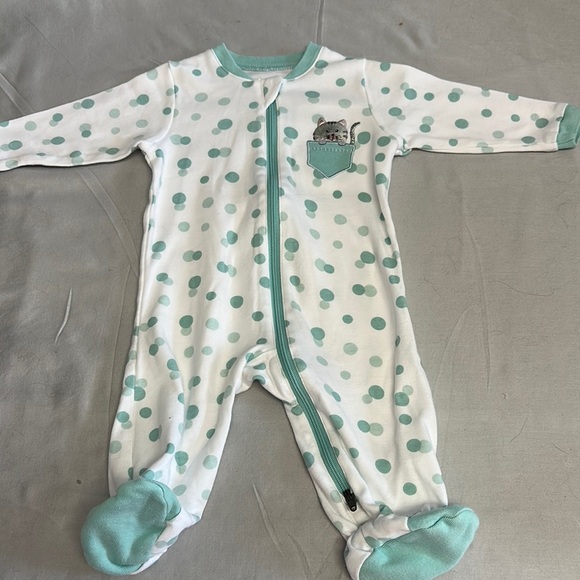 Tuffy - NWOT - Polka Dot Baby Onesie sleeper with embroidered - Picture 3 of 3